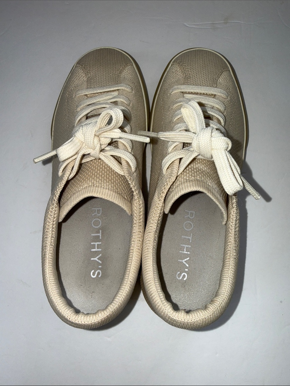 Rothy's Knit Lace-Up Sneakers - Beige - Picture 4 of 11